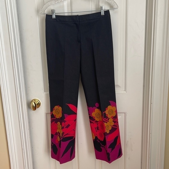 Trina Turk dark grey pants with red black purple and tan color - Picture 1 of 7